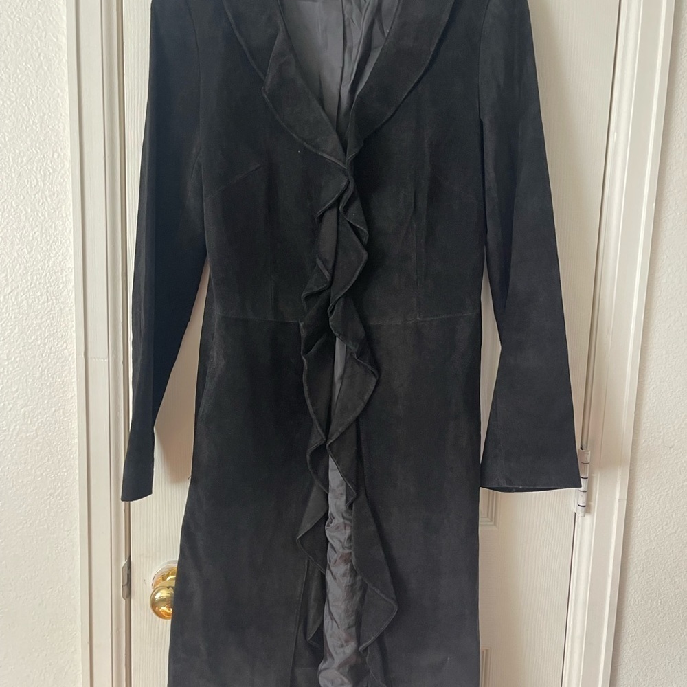 Margaret godfrey Women's Summer Ruffled Suede Coat - Picture 4 of 9
